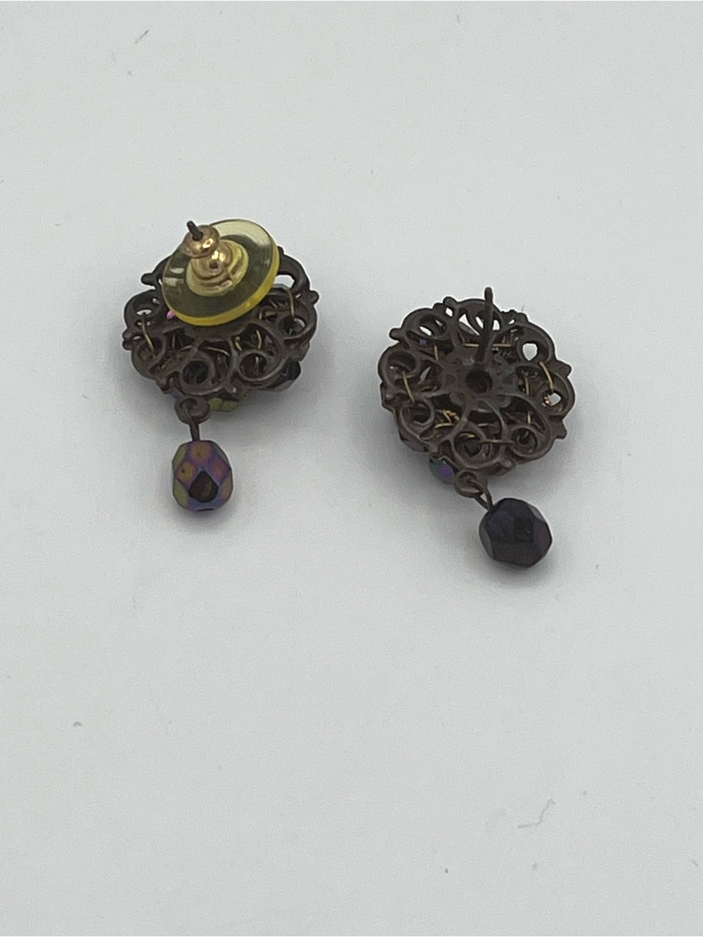 Miriam Haskell Purple Beaded Filigree Drop Necklace - Picture 11 of 11
